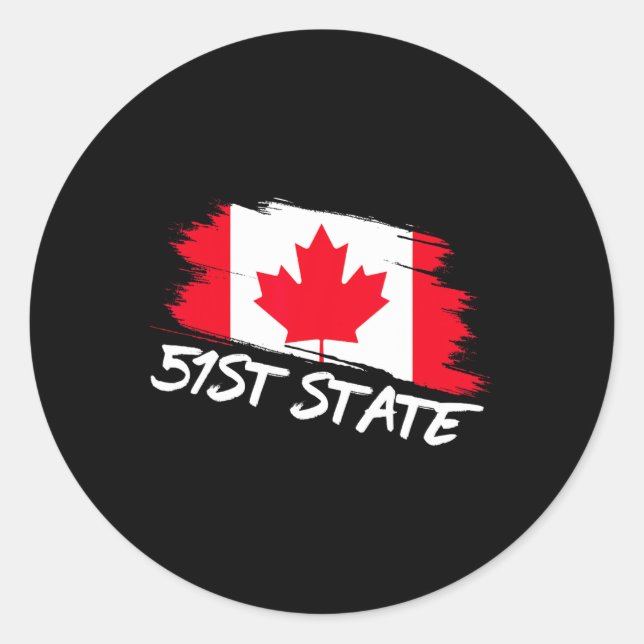 Sticker Rond 51e État Canada 51 Mème drôle Trump (Devant)