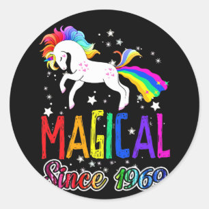 Sticker Rond 52e anniversaire de la peinture magique Unicorn Ar
