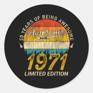 Sticker Rond 54 Ans 1971 Retro Magnifique 54e anniversaire Cade