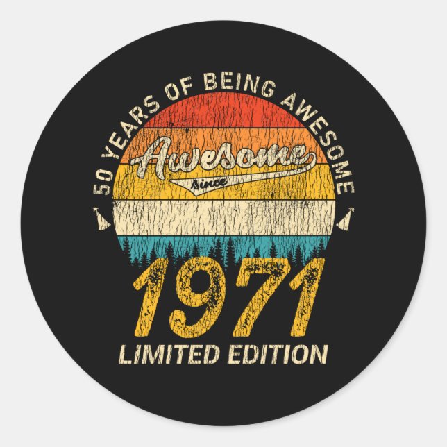 Sticker Rond 54 Ans 1971 Retro Magnifique 54e anniversaire Cade (Devant)