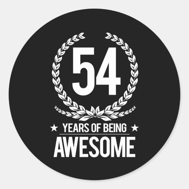 Sticker Rond 54e anniversaire (54 ans d'être génial) (Devant)
