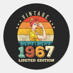 Sticker Rond 55 ans 1967 Femmes Vintages 55e anniversaire Cadea