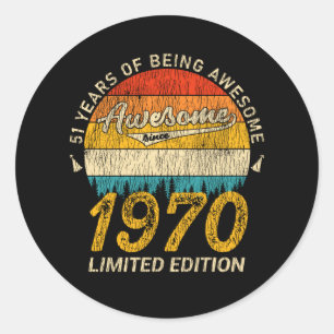 Sticker Rond 55 Ans 1970 Rétro Magnifique 55e anniversaire Cade