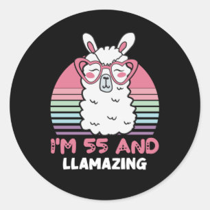 Sticker Rond 55 ans Anniversaire lamazing 55e anniversaire Llam