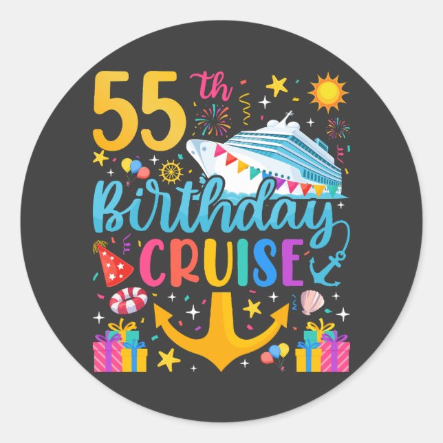 Sticker Rond 55e anniversaire Croisière B-Day Party (Devant)