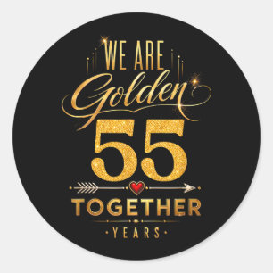 Sticker Rond 55e anniversaire de mariage marié or ensemble