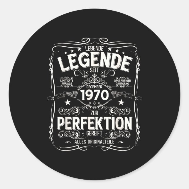 Sticker Rond 55th Birthday Gift Men Women Legend December 1970  (Devant)