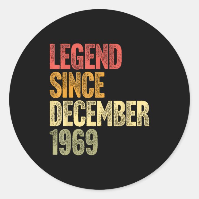 Sticker Rond 56 Year Old Legend Since December 1969 Retro 56th  (Devant)