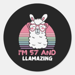 Sticker Rond 57 Ans Anniversaire Llamazing 57e Anniversaire Lla