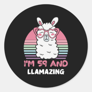 Sticker Rond 59 ans Anniversaire lamazing 59e anniversaire Llam