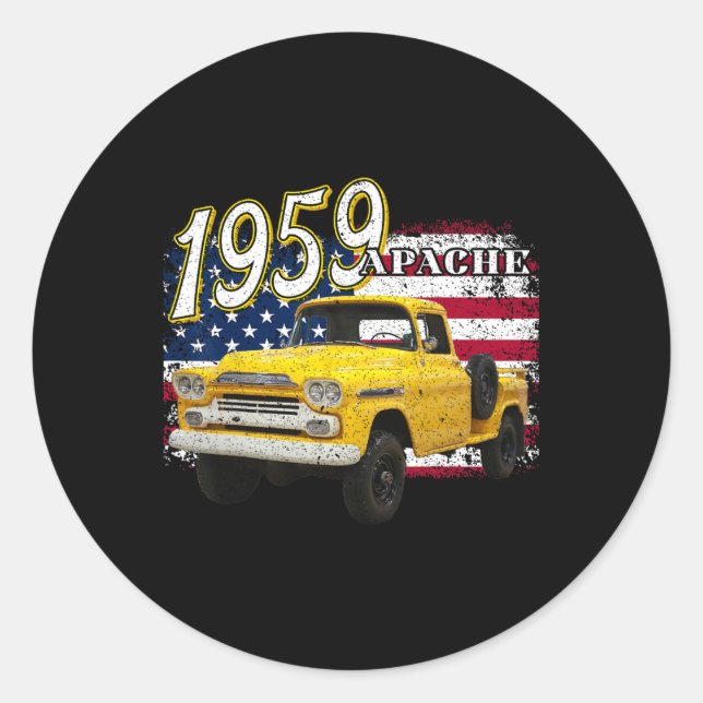 Sticker Rond 59 Apache Truck 4 juillet Américain (Devant)