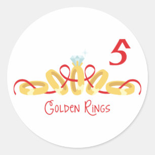 Sticker Rond 5 anneaux dorés