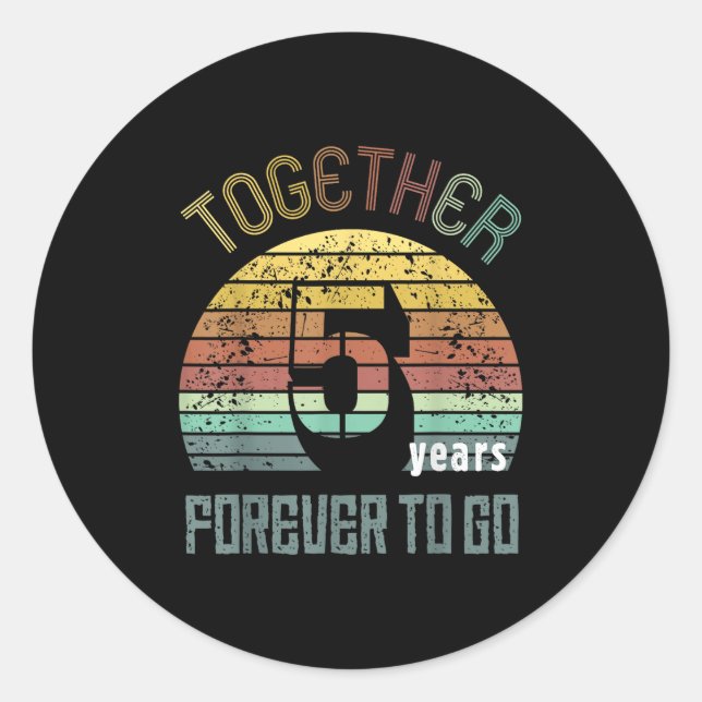 Sticker Rond 5 ans de mariage pour couple assorti  (Devant)