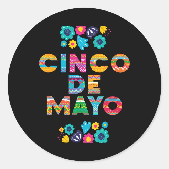 Sticker Rond 5 De Mayo Cinco De Mayo Sombrero Maraca (Devant)