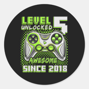 Sticker Rond 5 Déverrouillé Awesome 2018 jeu vidéo 5e anniversa