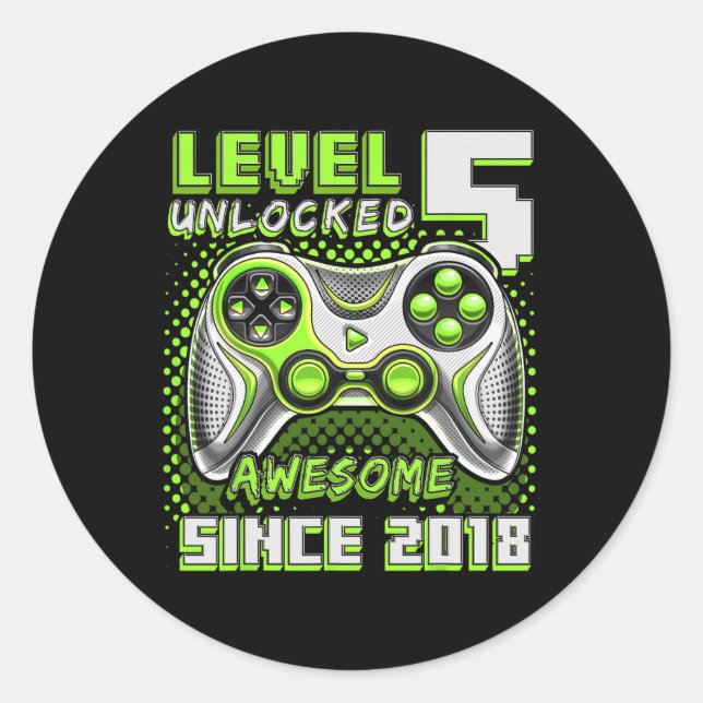 Sticker Rond 5 Déverrouillé Awesome 2018 jeu vidéo 5e anniversa (Devant)