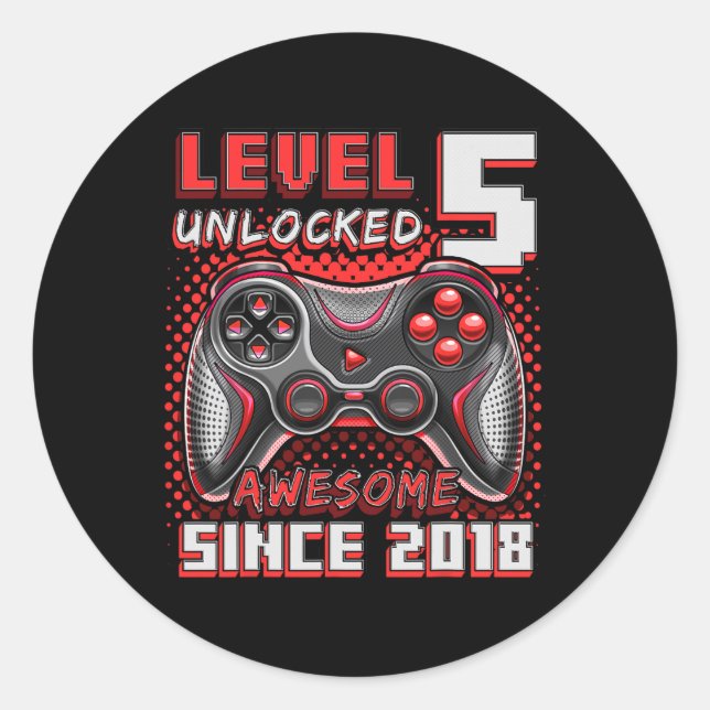 Sticker Rond 5 Déverrouillé Awesome 2018 jeu vidéo 5e anniversa (Devant)