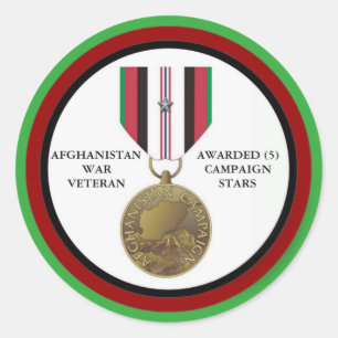 STICKER ROND 5 ÉTOILES DE CAMPAGNE VÉTÉRAN DE GUERRE EN AFGHANI