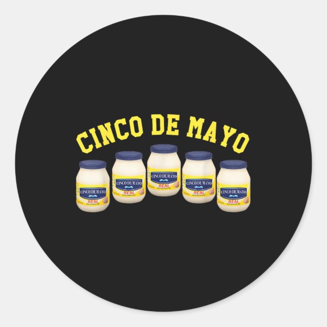Sticker Rond 5 Jars Mayonnaise Funny Cinco De Mayo (Devant)