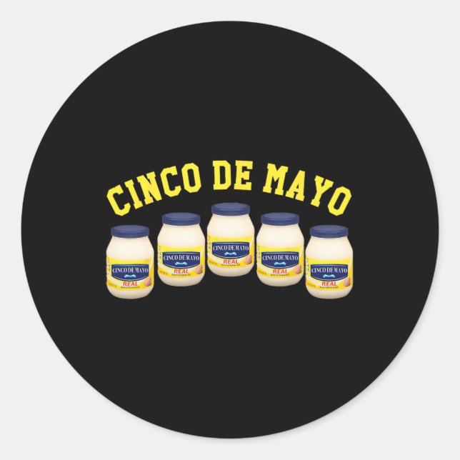 Sticker Rond 5 Jars Mayonnaise Funny Cinco De Mayo (Devant)