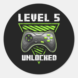 Sticker Rond 5 Jeu vidéo déverrouillé 5e Jeu d'anniversaire Gam
