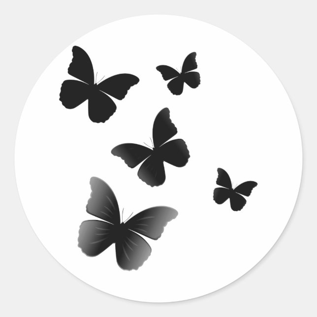 Sticker Rond 5 papillons noirs (Devant)