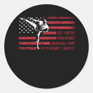 Sticker Rond 5 Tenets American Taekwondo Combattre