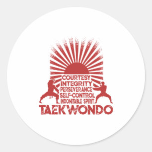 Sticker Rond 5 Ténets De Taekwondo