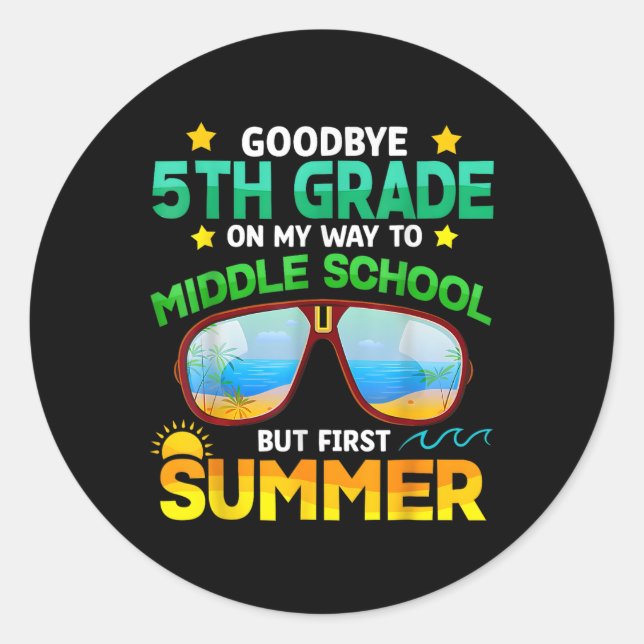 Sticker Rond 5e année Moyen de l'école secondaire premier été (Devant)