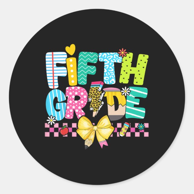 Sticker Rond 5e année pour fille garçons enseignant cinquième a (Devant)