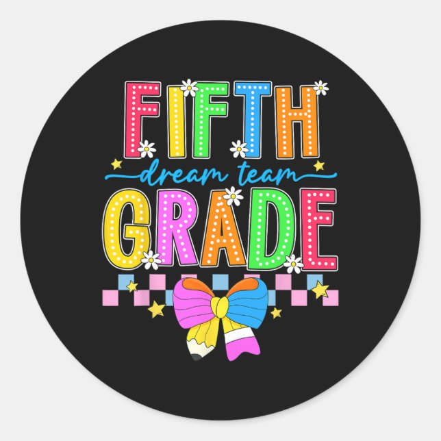 Sticker Rond 5e année pour fille garçons enseignant cinquième a (Devant)