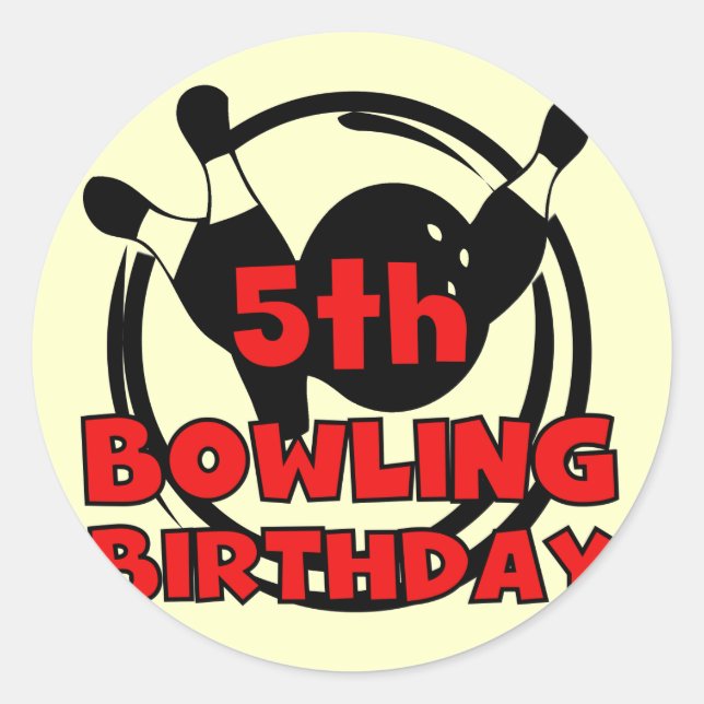 Sticker Rond 5e Bowling Anniversaire Tshirts et cadeaux (Devant)