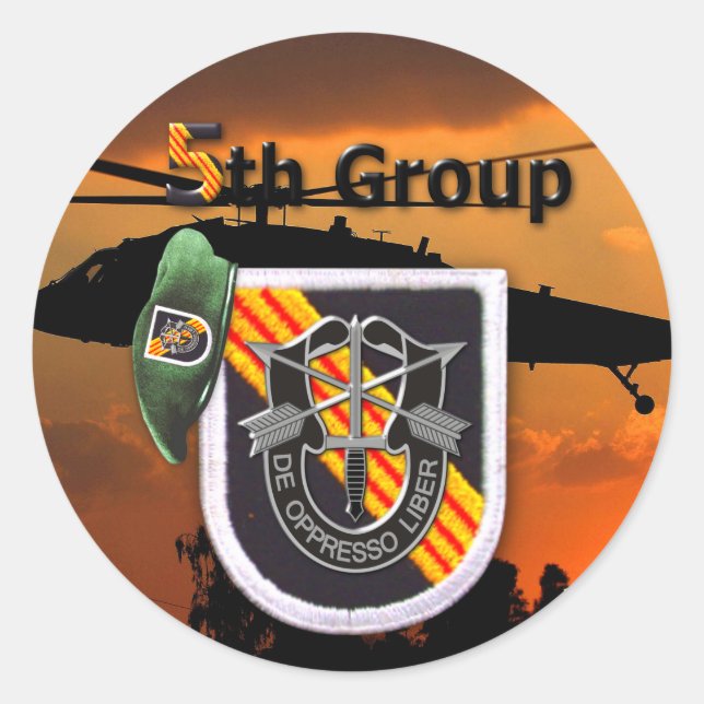Sticker Rond 5e Classe SFG du Groupe des forces spéciales Beret (Devant)