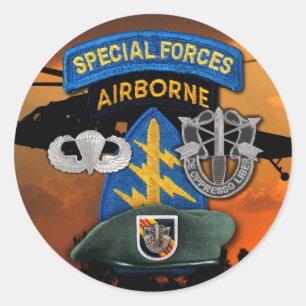 Sticker Rond 5e Groupe des forces spéciales Berets verts SF SFG