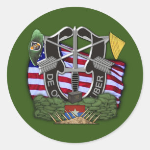 Sticker Rond 5e Groupe des forces spéciales Berets verts Vietna