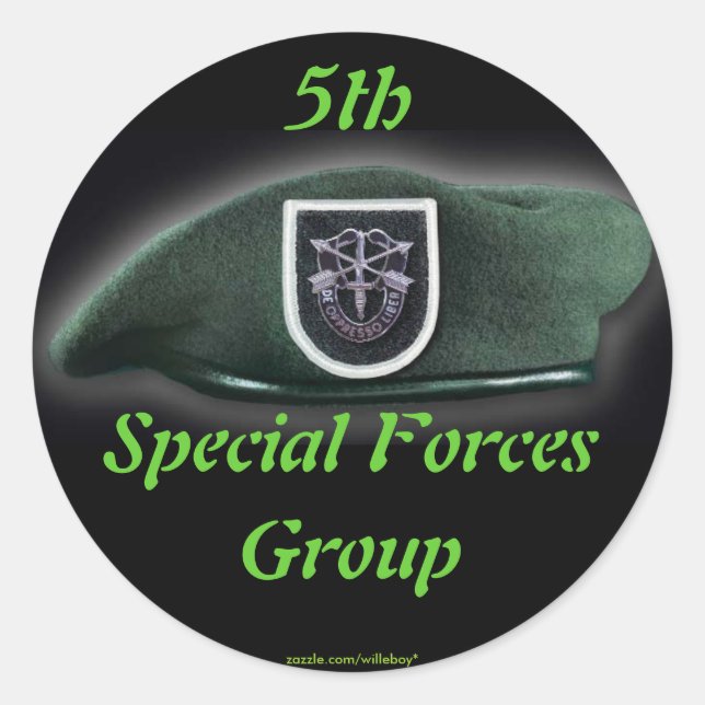 Sticker Rond 5e Groupe des forces spéciales vétérans du fort ca (Devant)