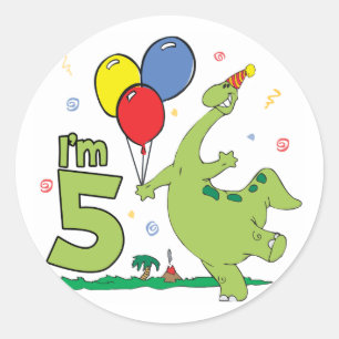 Sticker Rond 5ème anniversaire de Dino
