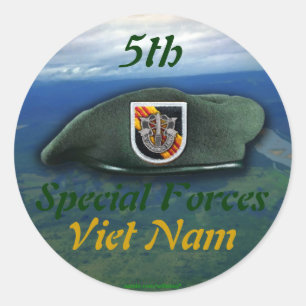 Sticker Rond 5ème groupe des forces spéciales Green Berets nom 