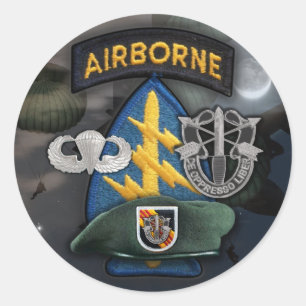 Sticker Rond 5ème groupe des forces spéciales Green Berets nom 