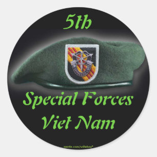 Sticker Rond 5ème Guerre de Vietnam de bérets verts de groupe