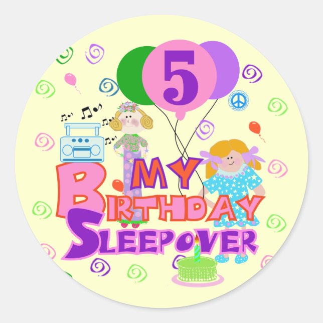 Sticker Rond 5ème T-shirts et cadeaux de Sleepover (Devant)