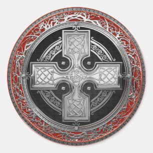 Sticker Rond [600] Ancienne Croix de noeud d'argent sacré celti