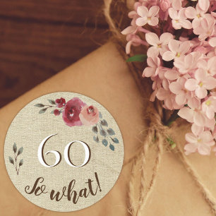 Sticker Rond 60 Alors quelle aquarelle rustique fleurs 60e anni