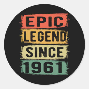 Sticker Rond 60 ans Anniversaire 1961 Epic Legend 61e anniversa