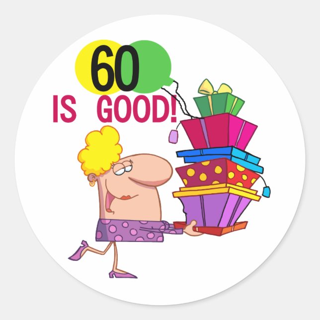 Sticker Rond 60 est Bon Anniversaire Tshirts et cadeaux (Devant)