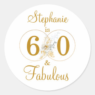 Sticker Rond 60 et Fabulous Custom Name 60e anniversaire