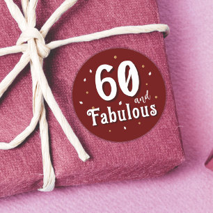 Sticker Rond 60 et Fabulous Parties scintillant Rouge 60e anniv