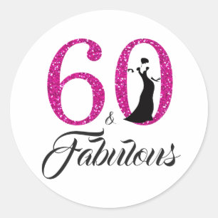Sticker Rond 60 Fabuleux Pink Parties scintillant Typographie 6