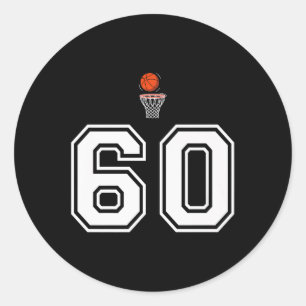 Sticker Rond 60 Nombre Style Basketball Vintage Blanc Premium
