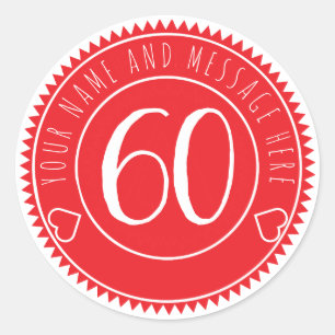 Sticker Rond 60e anniversaire Cool Bright Red Classic